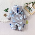 thumbnail image 4 of ZQUUVOU Baby Winter Snowsuits Cute Dinosuar Playsuits Plush Fleece Long Sleeved Hooded Rompers One Piece Outfit Clothes for Boys Girls Gray, 4 of 7