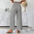 thumbnail image 5 of Casual Pants for Women Striped Elastic Drawstring Waist Straight Wide Leg Pants with Pockets, 5 of 5