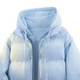 thumbnail image 4 of Mrmaere Men's Hooded Jacket Mixed-Material Button-Front Quilted Warm Outerwear for Daily & Casual Light Blue XXL, 4 of 5
