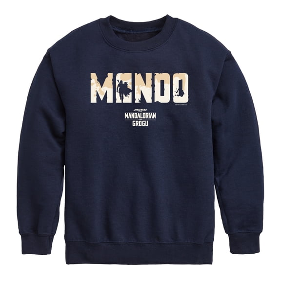 The Mandalorian And Grogu - Bold Silhouette - Youth Boys Crew Fleece Sweatshirt