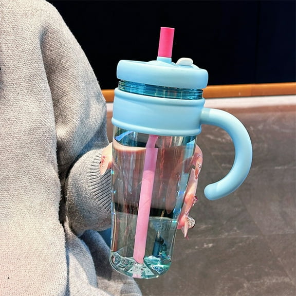 Gallickan Water Cup, 37oz Large Capacity Scald Proof Plastic Straw Tumbler, Ice Bar Cooler Design Drop Proof, Portable Heat Proof Drinkware for Travel Outdoors, Sky Blue