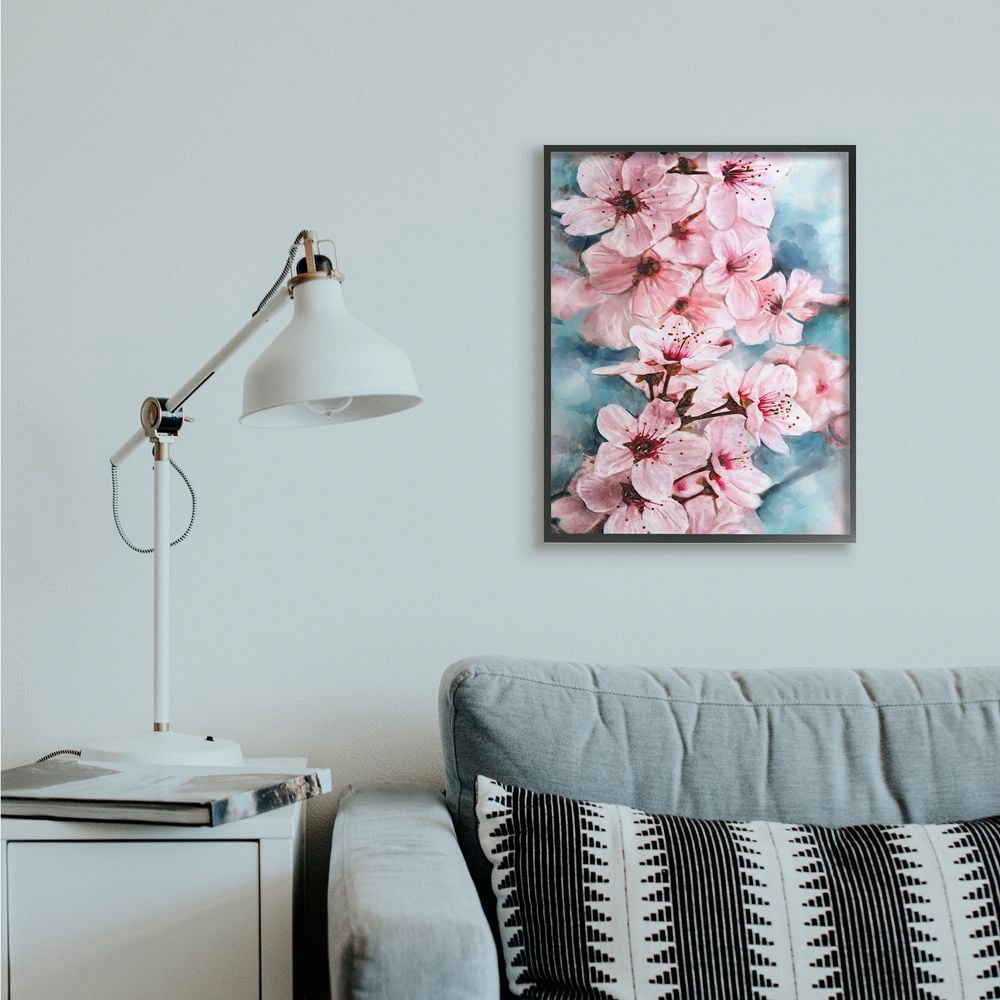 Stupell Industries Branch of Blooming Cherry Blossoms Pink Blue Designed by Ziwei Li