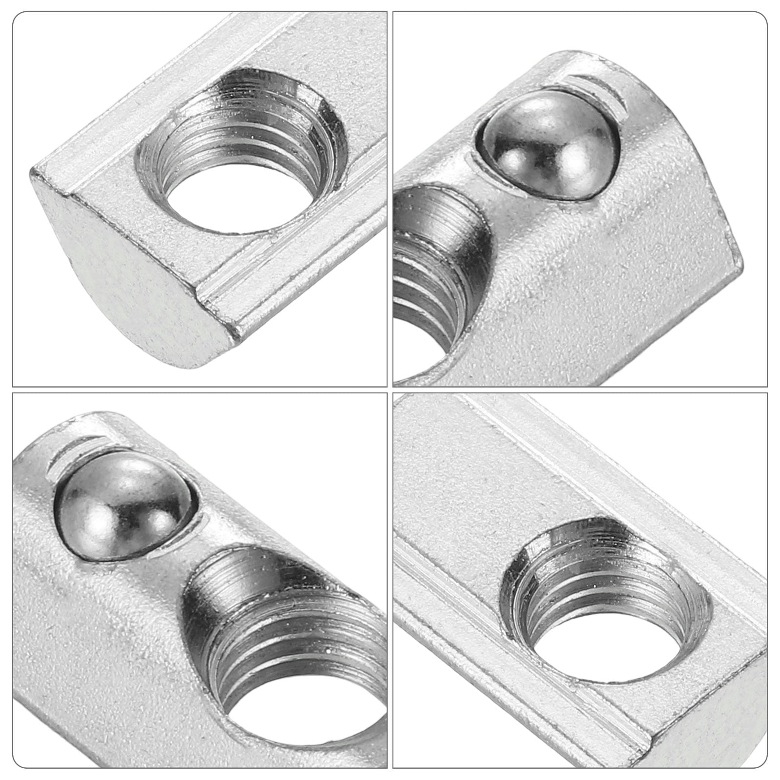 Uxcell M8 T Spring Nut, 50 Pack 4040 Series Half Round Roll in Spring Nut, Carbon Steel Nickel Plated Roll Ball Elastic Nut with Slot 8mm for 4040 Series Aluminum Extrusion Profile