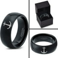 thumbnail image 4 of Tungsten Anchor Band Ring 8mm Men Women Comfort Fit Black Dome Polished, 4 of 4