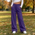 thumbnail image 5 of Diufon Thin Fleece Lined Sweatpants Women Scalloped Hem Drawstring Baggy Wide Leg Sweat Pants Workout Joggers with Pockets, 5 of 9