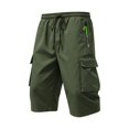 thumbnail image 4 of Venzia Men Drawstring Elastic Waist Cargo Capri Shorts Zipper Pocket Sport Shorts, 4 of 4
