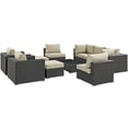 thumbnail image 3 of Modern Contemporary Urban Design Outdoor Patio Balcony Ten PCS Sectional Sofa Set, Beige, Rattan, 3 of 9