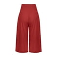 thumbnail image 3 of Fangasis Ladies Capri Pants Solid Color Palazzo Pant High Waist Bottoms Women Baggy Trousers Lounge Summer Watermelon Red XL, 3 of 5