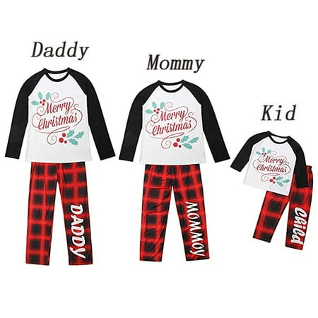 

Christmas Family Matching Pajamas Adult Women Kids Baby Long Sleeve Tops Plaid Pants Leggings Sleepwear Nightwear 2Pcs Set