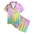 thumbnail image 2 of WOYY Girls Outfit Set Gradient Scales Print Short Sleeve Top Shorts Sleepwear, Sizes 6-7, 2 of 3