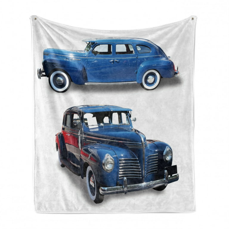 Vintage Car Soft Flannel Fleece Throw Blanket Picture of Old Antique Cars Historical Automobile Nostalgic in Vintage Style Cozy Plush for Indoor and