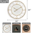 thumbnail image 4 of Sorbus Large Wall Clock - Minimalist White Wood with Gold Metal Accents - Scandinavian Room Décor, 4 of 8
