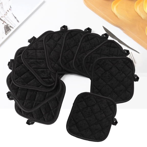10 PCS Kitchen Pot Holders, Cotton Potholers with Great Heat Resistance, Hot Pads, Trivets for Cooking and Baking Black