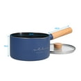 thumbnail image 4 of Generic Deep Blue Non-Stick Milk Pot with Glass Lid, Multi-Functional Induction Cooker Saucepan, Beech Wood Handle, Even Heat Distribution, Suitable for Various Stoves, 4 of 6