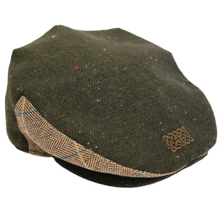 Green Low Profile Cap - Green Tweed Celtic Knot Flat Cap