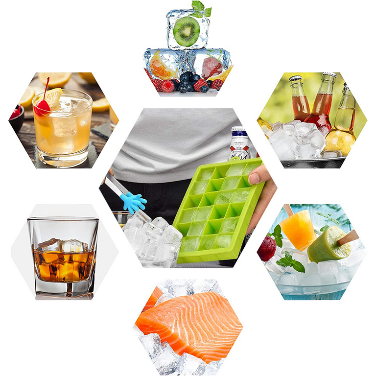 DRINKSPLINKS T Ice Tray and Mega Cube Mold - Silicone Ice Cube Mold Trays  for Freezer with