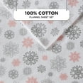 thumbnail image 4 of Regency Heights King Size Cotton Flannel Sheet Set, 4-Piece Flannel Bed Sheets King, 100% Cotton Bed Sheets Set with Deep Pocket, Pink/Grey Snowflakes, 4 of 7