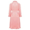 thumbnail image 6 of Women's Lace Trim Plush Fleece Maxi Robe, Elegant Collar Long Sleeve Bathrobe, Soft Warm Nightgown, Cozy Winter Loungewear, Delicate Trim Sleepwear Hot Pink XXL, 6 of 10