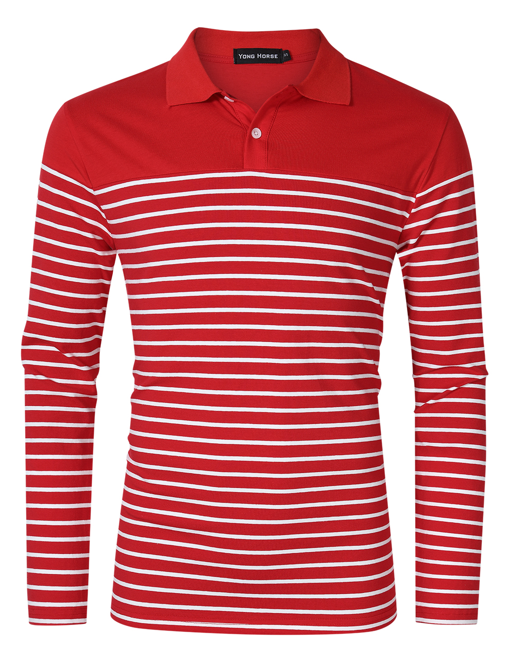 black long sleeve polo shirt with red horse