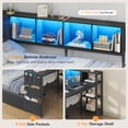 thumbnail image 6 of Twin Corner Bed Frame with Desk and Storage Bookcase, Metal Daybed with Charging Station, LED Lights and 2 Drawers, Twin Size Gaming Platform Bed Frame, Esports-Style, Black, 6 of 10
