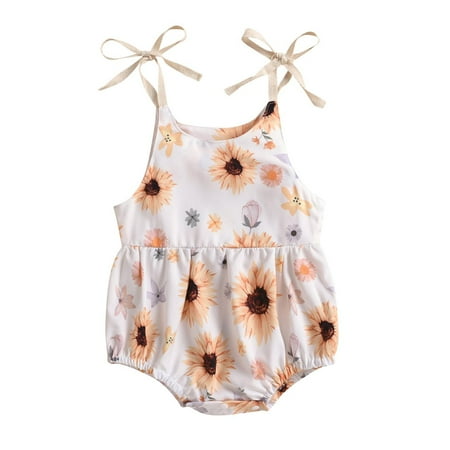 

Utoimkio Clearance Toddler Baby Girl Sleeveless Floral Romper Bodysuit Sun Print Spaghetti Strap One Piece Jumpsuit Shorts Toddler Summer Overall Clothes
