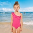 thumbnail image 4 of kpoplk Girls One Piece Swimsuit Quick Dry Beach Swimwear Bathing Suit 2-12 Years(Hot Pink,11-12 Y), 4 of 5