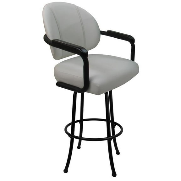 Swivel Counter Metal Bar Stool 26" M-70 - White Vinyl - Black