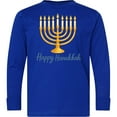 thumbnail image 3 of Inktastic Happy Hanukkah Menorah Lighting Long Sleeve Youth T-Shirt, 3 of 5