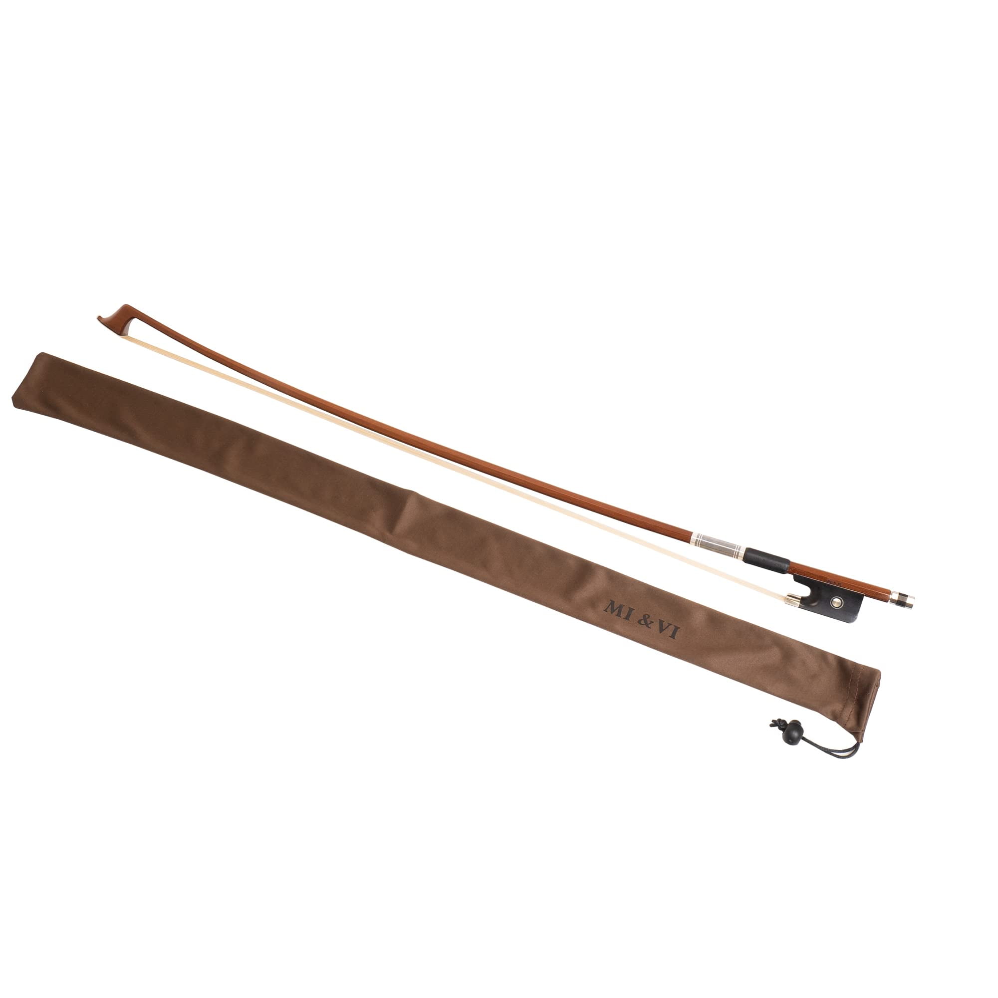 MI&VI CB-530 Classic Cello Bow 4/4 (Full Size) with Bow Soft Bag and Rosin for Bow Hairs Included