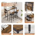 thumbnail image 4 of uhomepro 3 Pieces Bar Table Set, Modern Bar Table Set with 2 Stools, Wine Bottle Storage Rack, Home Kitchen Breakfast Table and Chairs Set Ideal for Pub, Living Room, Breakfast Nook, Rustic Brown, 4 of 13