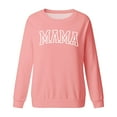 thumbnail image 4 of Wang6 Womens Graphic Sweatshirts Mama Letter Printed Long Sleeve Hoodless Pullovers Causal Fall Pink Crew Neck Tops Loose Fit Tshirts Pink XL, 4 of 4