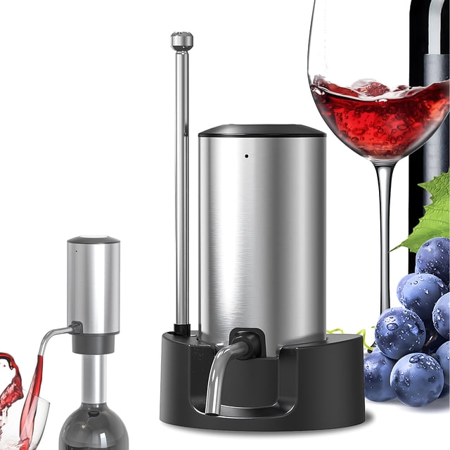 Distributeur de Carafe à Vin Électrique en Acier Inoxydable 304, Charge Automatique Type-C, Aérateur de Vin Sans Fil avec Base de Rangement, Sortie Inclinée, Tube Rétractable