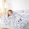thumbnail image 4 of jejeloiu Simple Cat Line Pattern Twin Comforter Sets Kids,Minimal Print Bedding Set,Reversible,2pcs, 4 of 8
