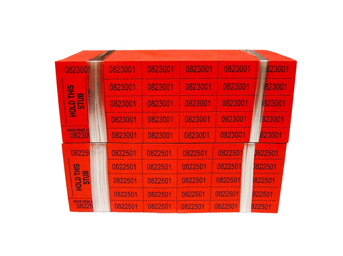Auction Tickets - 1000 Sheets - Assorted Colors (Red)