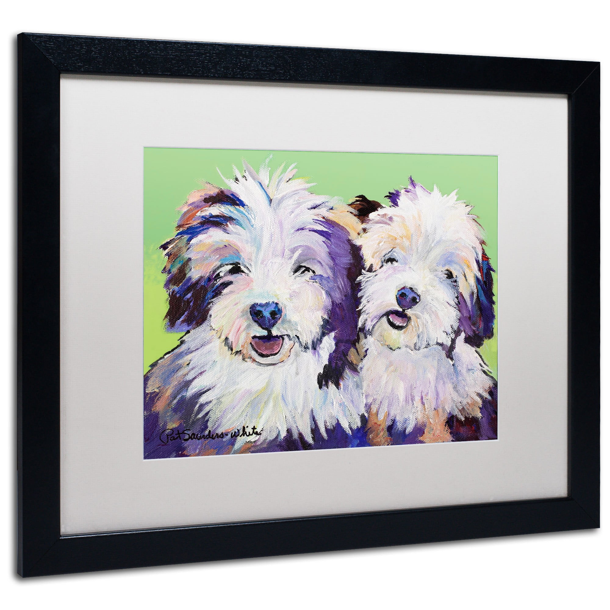 Trademark Fine Art "Litter Mates" Canvas Art by Pat Saunders-White, White Mat, Black Frame