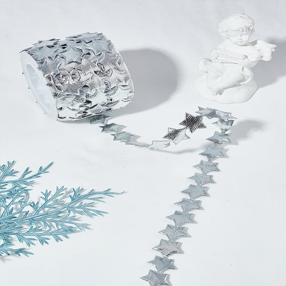 1set 5M Cloth Star Lace Trims Decor Lace Ribbons Silver 1/2 inch(14mm)