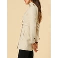 thumbnail image 6 of INSPIRE CHIC Women's Stand Collar Double Breasted Mid Length Winter Trenchcoat XS Beige, 6 of 8
