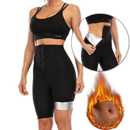 

Plus Size Women silver Coated Sweat Sauna High Waist Short Pants Body Shaper Slimming Corset Waist Trainer leggings