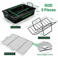thumbnail image 2 of 14" Roaster Roasting Pan with Baking Rack and V-shaped Rack, Stainless Steel Rectangular Lasagna Pan with Handles for Turkey Chicken, Healthy & Dishwasher Safe, 3 Pieces, Black, 2 of 7
