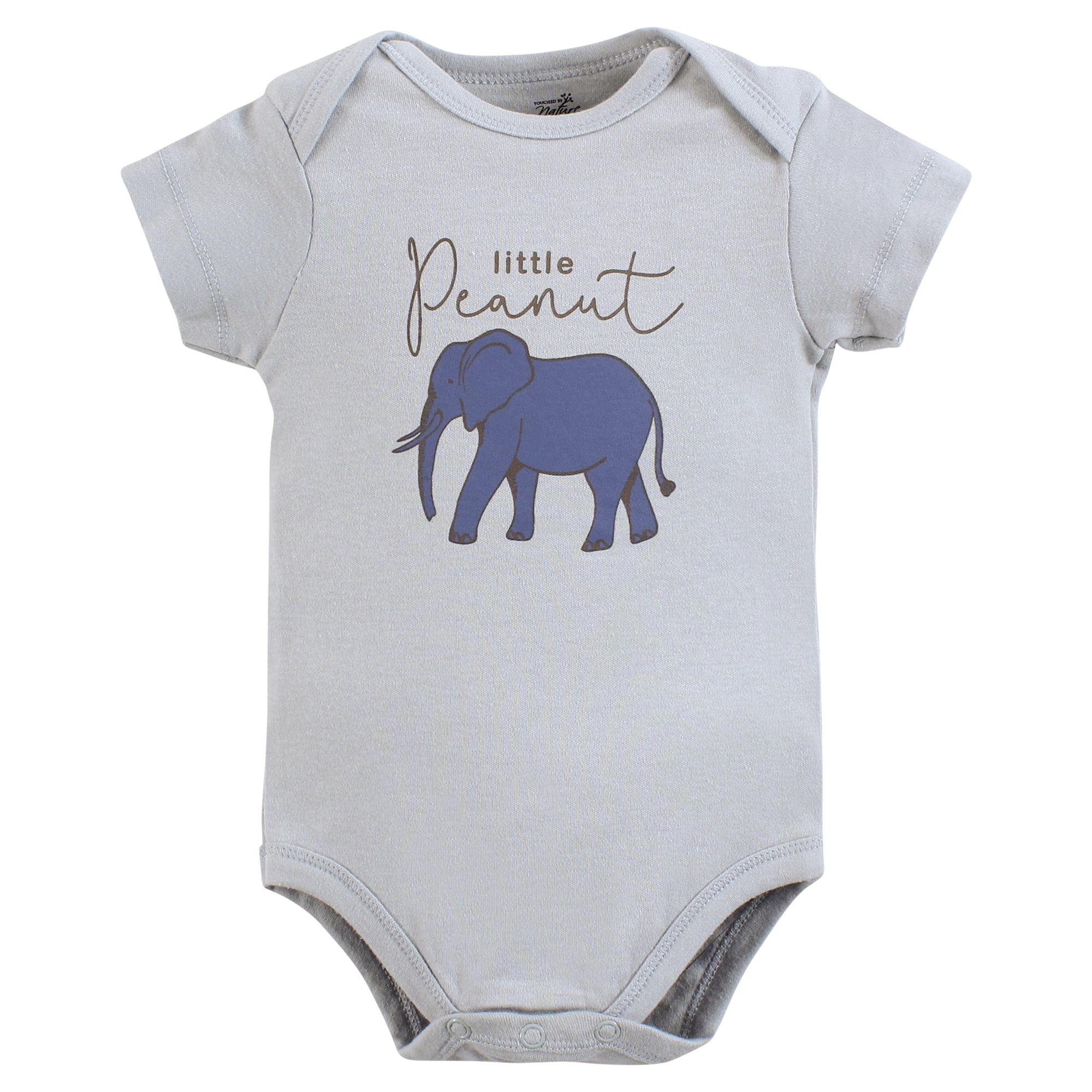 Touched by Nature Unisex Baby Organic Cotton Bodysuits, Classic Safari, Newborn