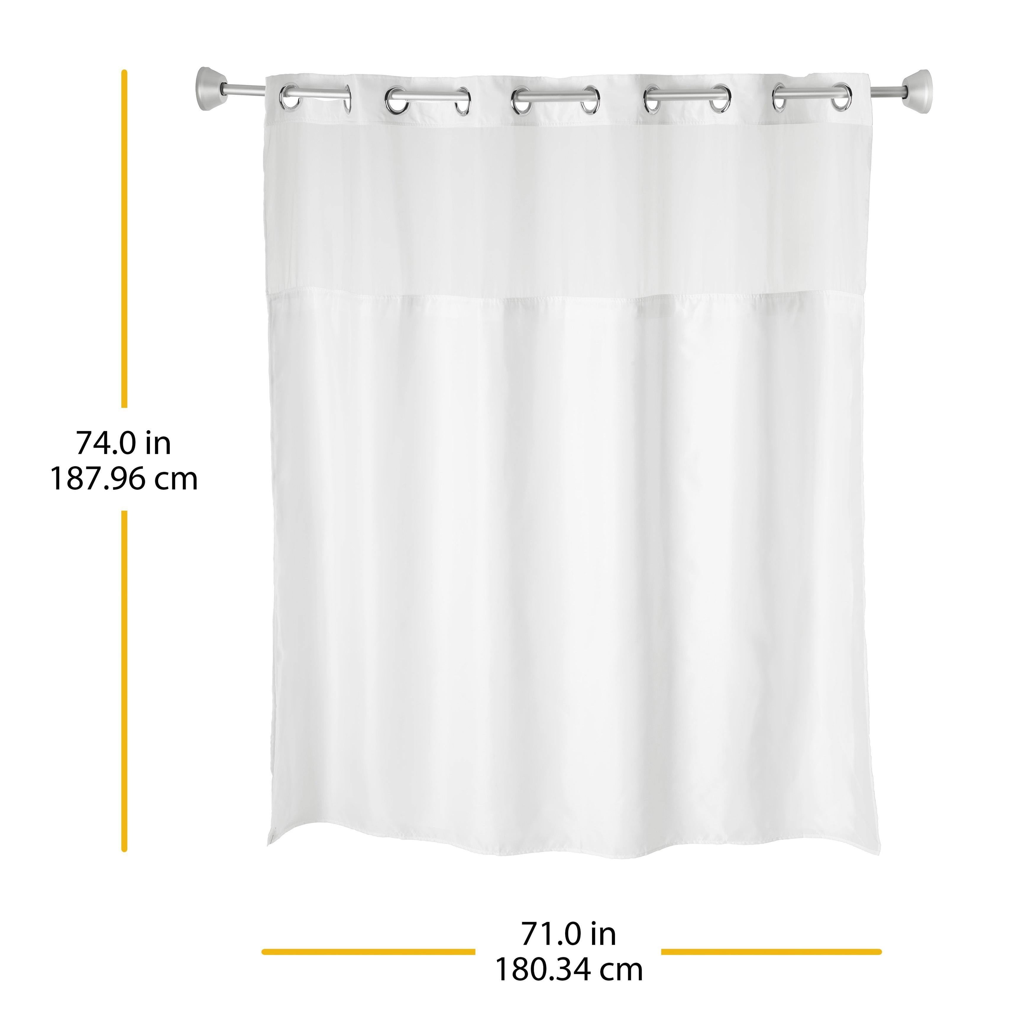 Whitmor No Hook Plainweave Shower Curtain with Window & Snap-in Liner, 71" x 74"