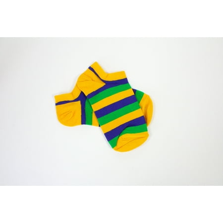 

Purple Green Gold Striped Rugby Print Socks