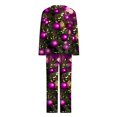 thumbnail image 5 of asdoklhq Fleece Pajamas Women Ladies' Christmas Printed Casual Top Pants Pajama Set Purple L, 5 of 6