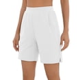 thumbnail image 5 of Miluxas Women's Summer Athletic Shorts Pull on High Waisted Yoga Shorts with Pockets Soft Stretch Workout Running Shorts Work Casual Bermuda Shorts White, 5 of 9