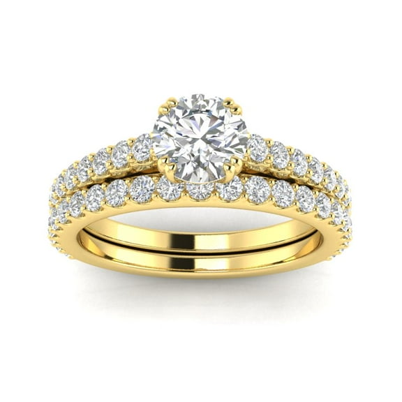 1.50ctw Diamond Engagement Ring Bridal set in 14k Yellow Gold (G-H, I2-I3, 1.50ctw)