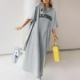 thumbnail image 2 of Women Summer Dresses, Dresses for Women,Women's Flowy Summer Dress Casual Loose Fit Floral Print Short Sleeve T-Shirt Style Comfortable Long Maxi Dress, 2 of 4