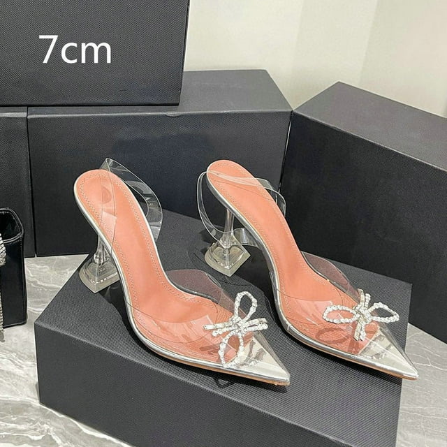 Large Size 44 45 Fashion Clear PVC Transparent High Heels Sandals Women Shoes Rhinestone Sunflower Sandals Summer Shoes FGS