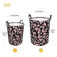 thumbnail image 2 of Large Laundry Basket with Handles - pink berry blossom black Kids Baby Dirty Clothes Laundry Hamper for Bedroom Aesthetic, 2 of 5