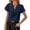 Dark Blue, variant on Womens Summer Tops V Neck Ruffle Short Sleeve Work Shirts Soft Comfort Casual Dressy Business Office Tunic Blouses Tops