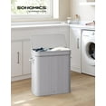 thumbnail image 2 of 100L Laundry Hamper with Lid Bamboo Laundry Basket with Liner Bag Foldable Storage Hamper with Handles Gray, 2 of 8